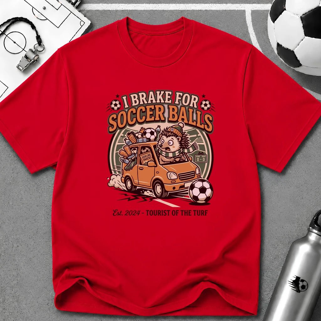 Hedgehog - I Brake for Soccer Balls Funny Soccer T-Shirt - soccer fan t-shirt | GoalRush Studio