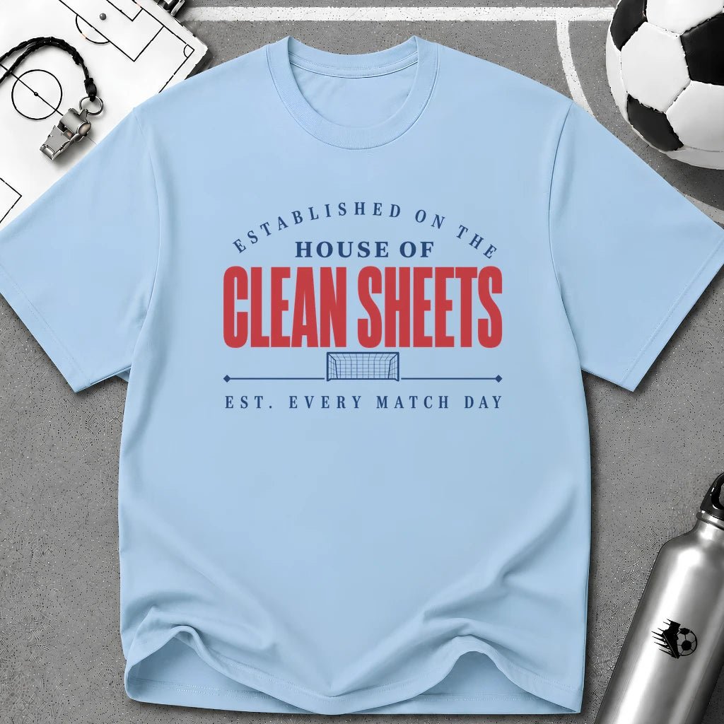 House of Clean Sheet Typography T-Shirt - soccer fan t-shirt | GoalRush Studio