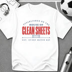House of Clean Sheet Typography T-Shirt - soccer fan t-shirt | GoalRush Studio