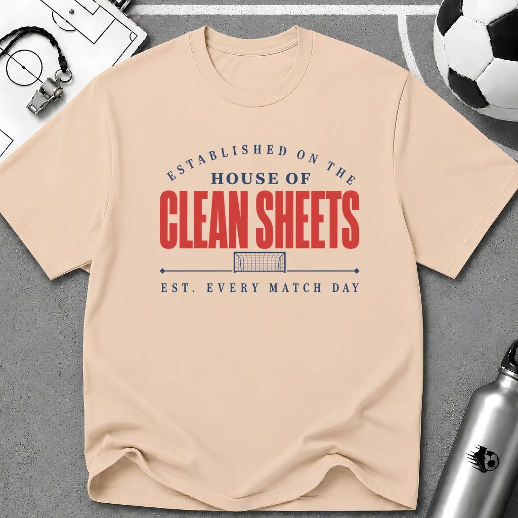 House of Clean Sheet Typography T-Shirt - soccer fan t-shirt | GoalRush Studio