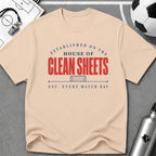 House of Clean Sheet Typography T-Shirt - soccer fan t-shirt | GoalRush Studio