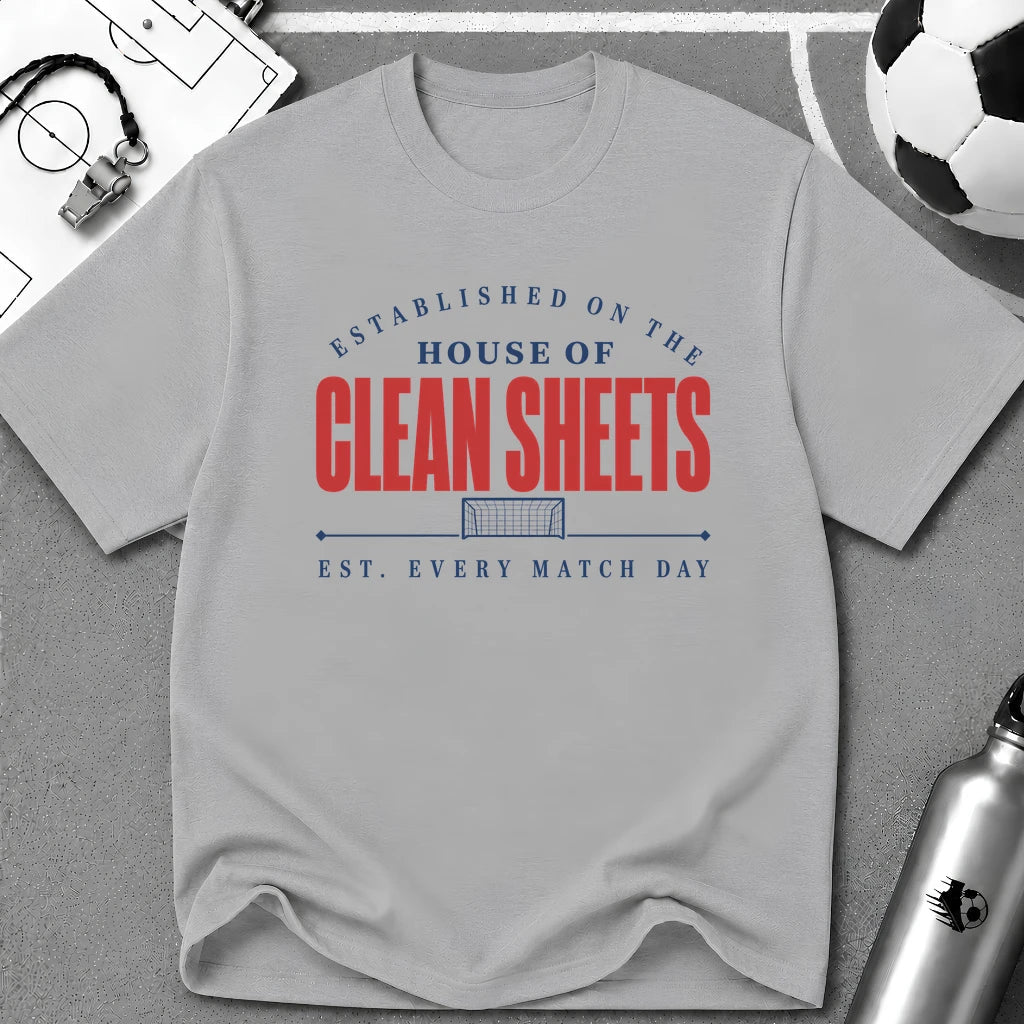 House of Clean Sheet Typography T-Shirt - soccer fan t-shirt | GoalRush Studio