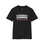 Humor "My Nationality Changes When My Team Gets Eliminated" T-Shirt - soccer fan t-shirt | GoalRush Studio
