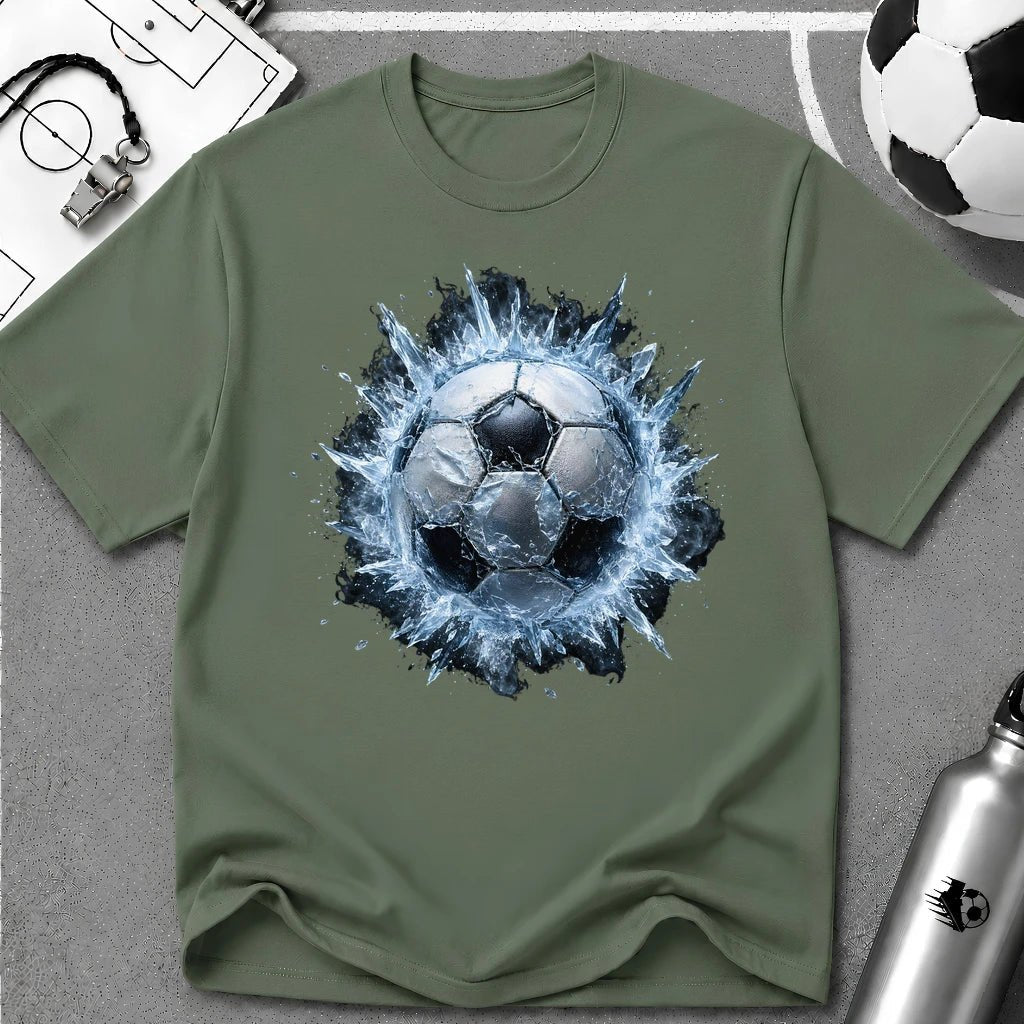 Ice & Frost Shatter 3D Soccer Ball T-Shirt - soccer fan t-shirt | GoalRush Studio