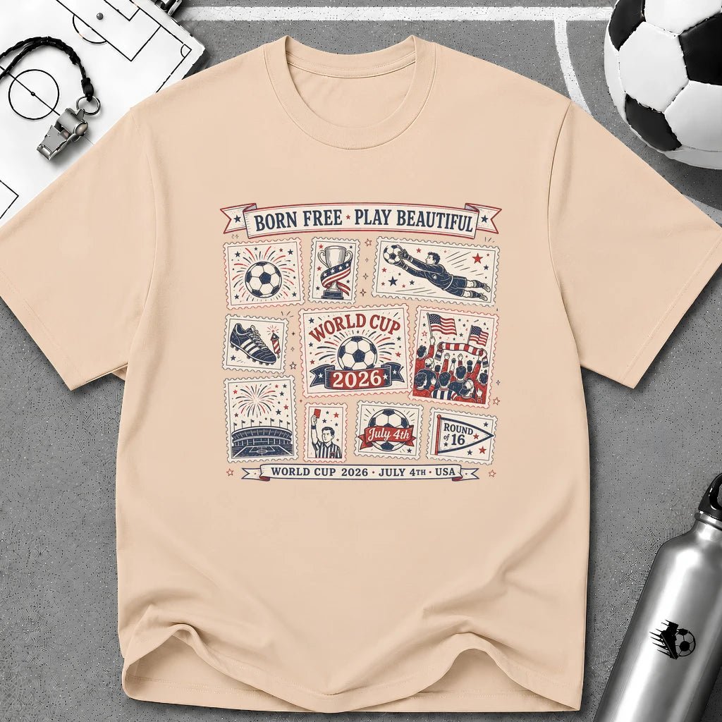 Independence Day - Retro Collage Grid Soccer Fan T-Shirt - soccer fan t-shirt | GoalRush Studio