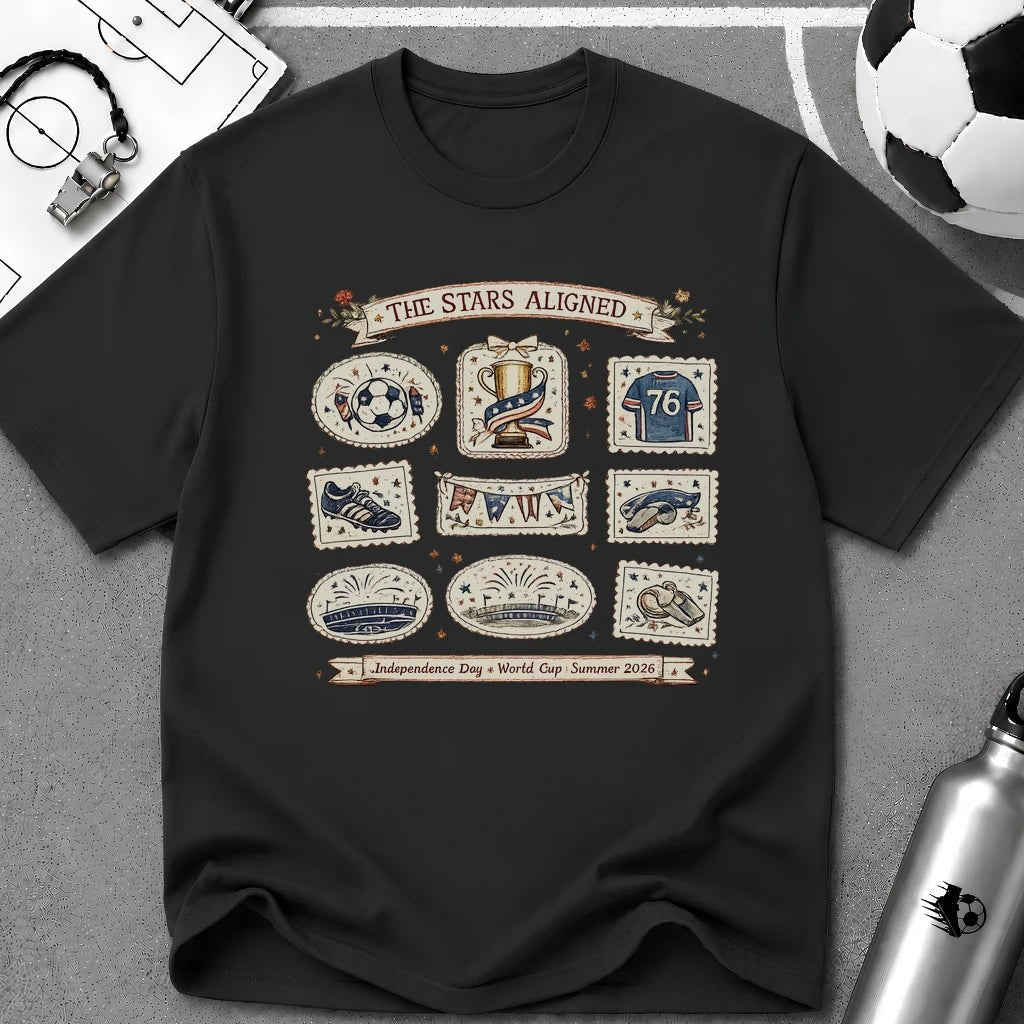 Independence Day - Retro Collage Grid Soccer Fan T-Shirt - soccer fan t-shirt | GoalRush Studio
