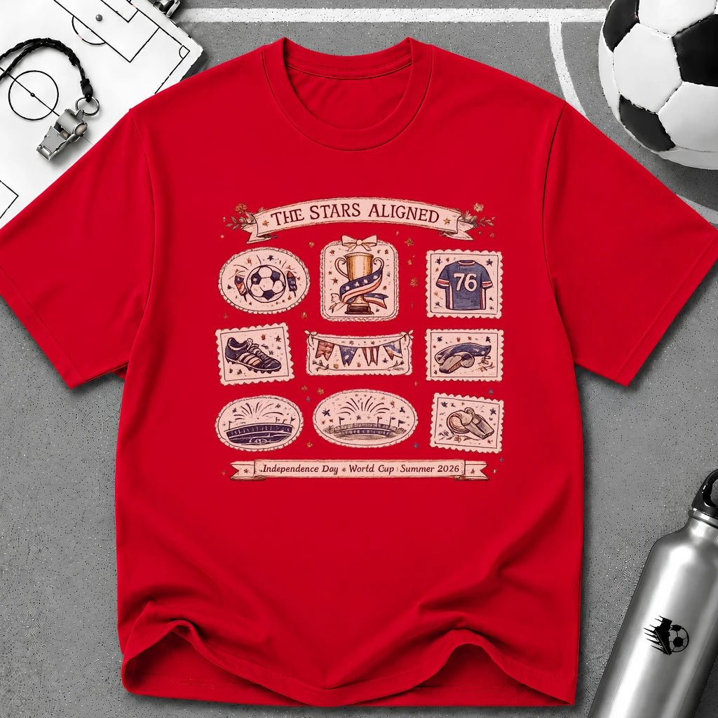Independence Day - Retro Collage Grid Soccer Fan T-Shirt - soccer fan t-shirt | GoalRush Studio