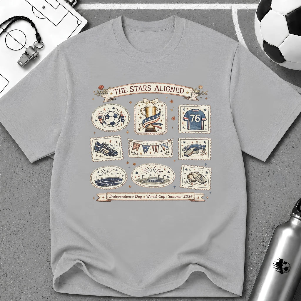 Independence Day - Retro Collage Grid Soccer Fan T-Shirt - soccer fan t-shirt | GoalRush Studio