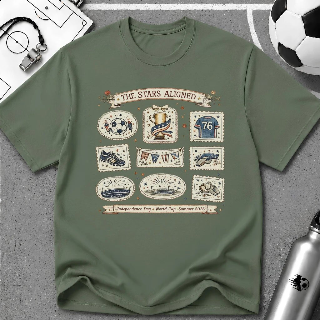 Independence Day - Retro Collage Grid Soccer Fan T-Shirt - soccer fan t-shirt | GoalRush Studio