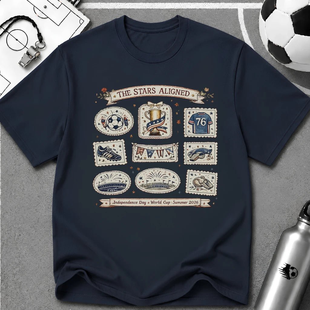 Independence Day - Retro Collage Grid Soccer Fan T-Shirt - soccer fan t-shirt | GoalRush Studio