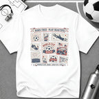 Independence Day - Retro Collage Grid Soccer Fan T-Shirt - soccer fan t-shirt | GoalRush Studio
