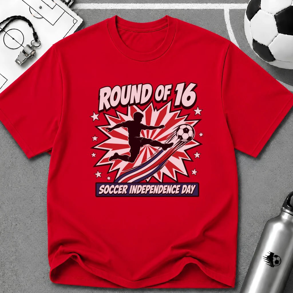 Independence Day - Soccer Fan Round of 16 Graphic Art T-Shirt - soccer fan t-shirt | GoalRush Studio