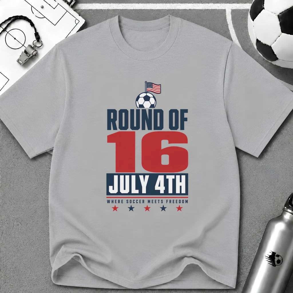 Independence Day - Soccer Fan Round of 16 Graphic Art T-Shirt - soccer fan t-shirt | GoalRush Studio