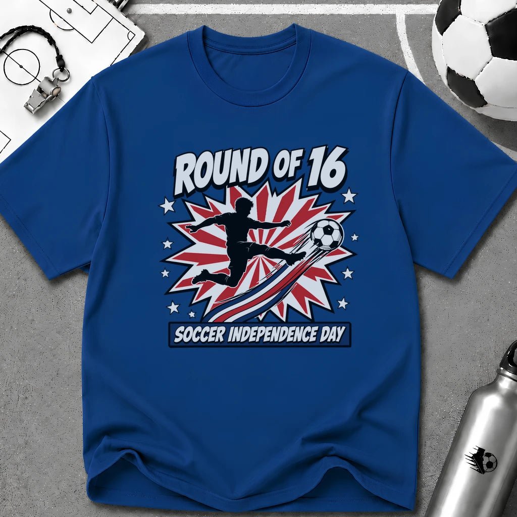 Independence Day - Soccer Fan Round of 16 Graphic Art T-Shirt - soccer fan t-shirt | GoalRush Studio