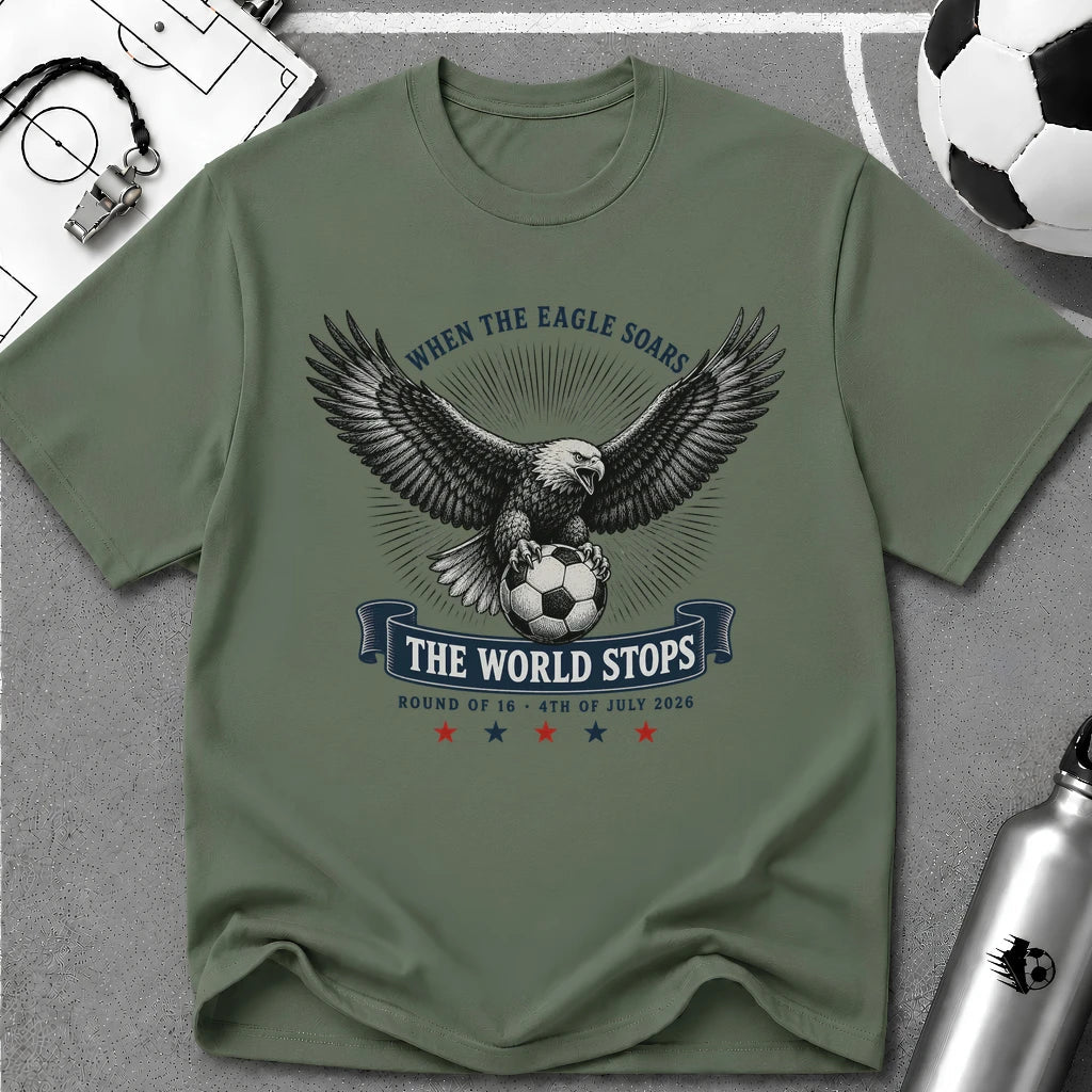 Independence Day - When The Eagle Soars The World Stops T-Shirt - soccer fan t-shirt | GoalRush Studio