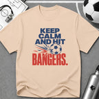 Keep Calm and Hit Bangers Typography T-Shirt - soccer fan t-shirt | GoalRush Studio