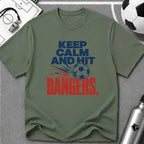 Keep Calm and Hit Bangers Typography T-Shirt - soccer fan t-shirt | GoalRush Studio