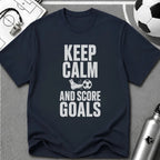 Keep Calm and Score Goals Typography T-Shirt - soccer fan t-shirt | GoalRush Studio