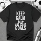 Keep Calm and Score Goals Typography T-Shirt - soccer fan t-shirt | GoalRush Studio