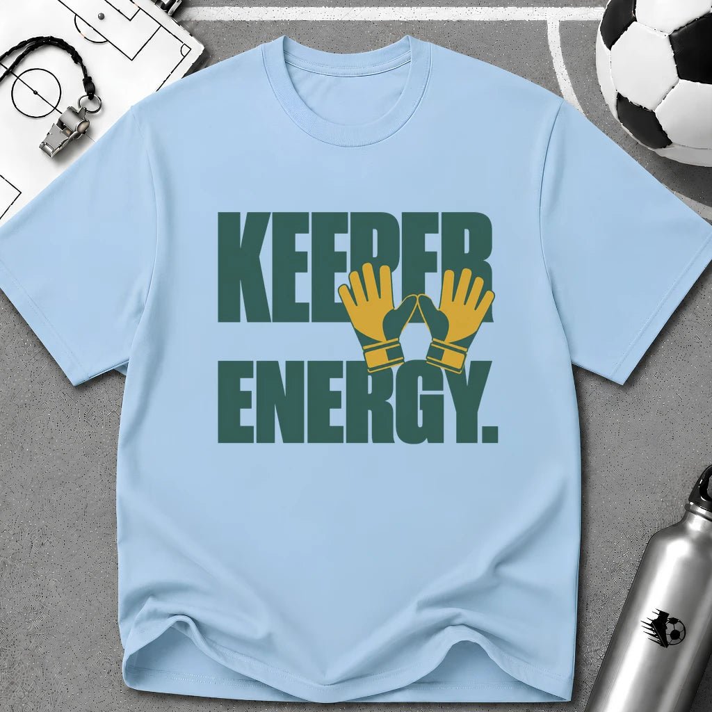 Keeper Energy Typography T-Shirt - soccer fan t-shirt | GoalRush Studio