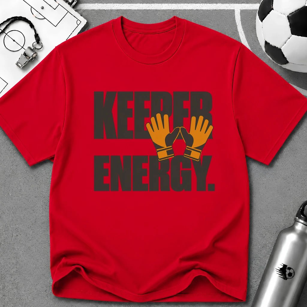 Keeper Energy Typography T-Shirt - soccer fan t-shirt | GoalRush Studio