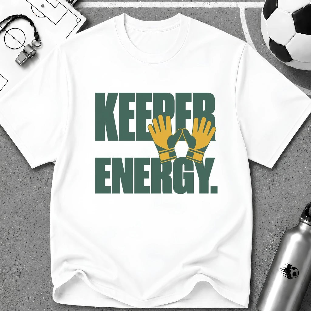 Keeper Energy Typography T-Shirt - soccer fan t-shirt | GoalRush Studio