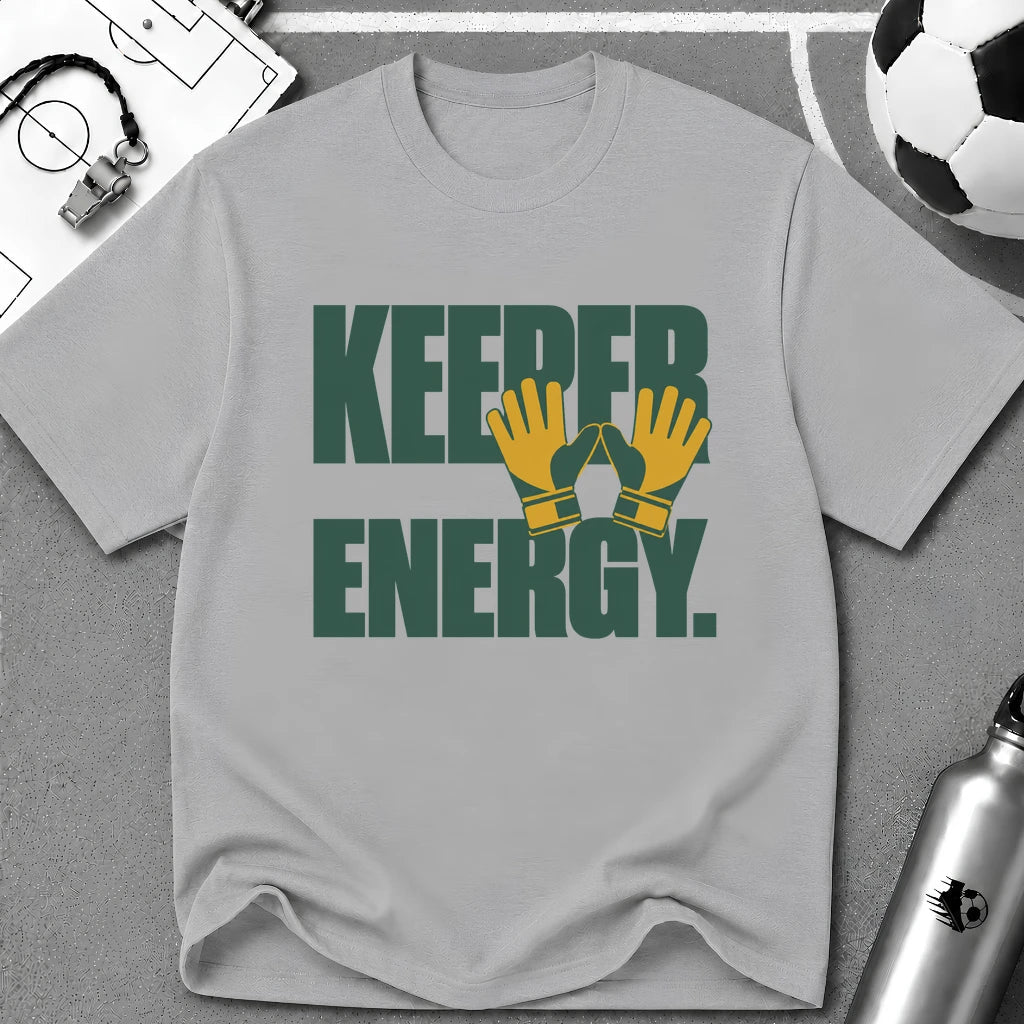 Keeper Energy Typography T-Shirt - soccer fan t-shirt | GoalRush Studio