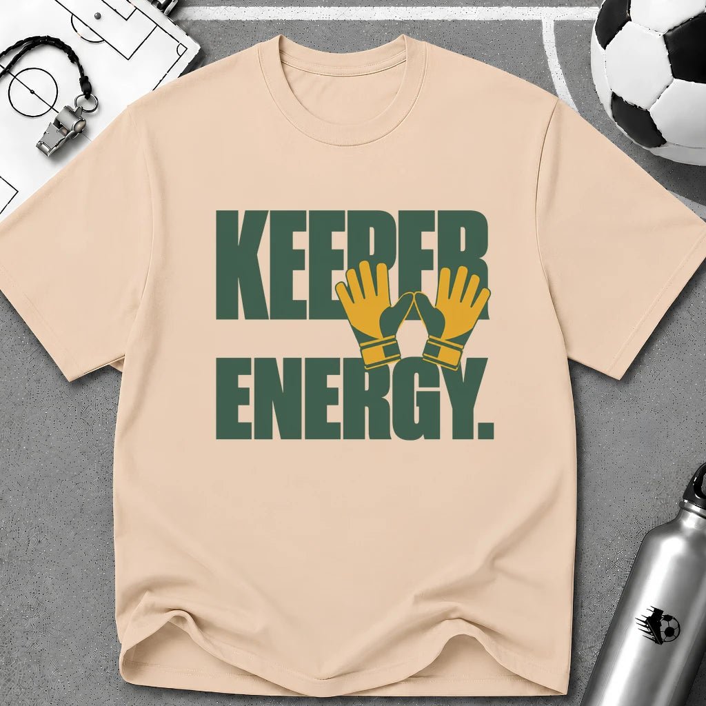 Keeper Energy Typography T-Shirt - soccer fan t-shirt | GoalRush Studio