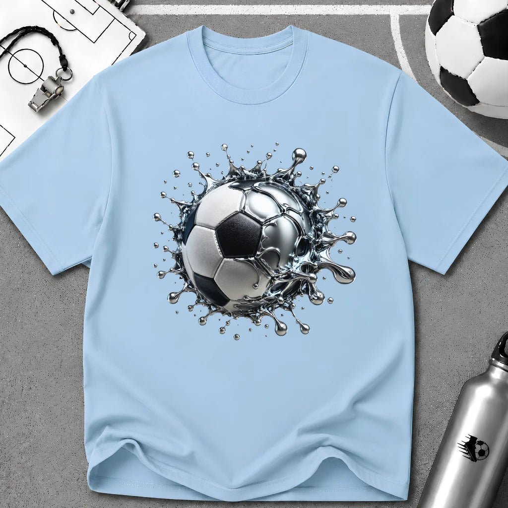 Liquid Chrome 3D Soccer Ball T-Shirt - soccer fan t-shirt | GoalRush Studio