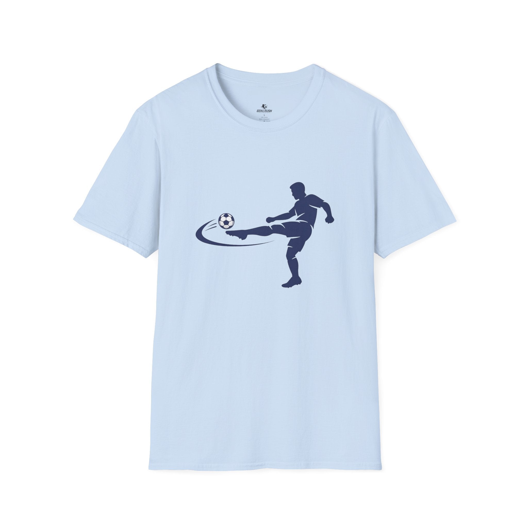 Minimalist Silhouette Strike Soccer Graphic T-Shirt - soccer fan t-shirt | GoalRush Studio