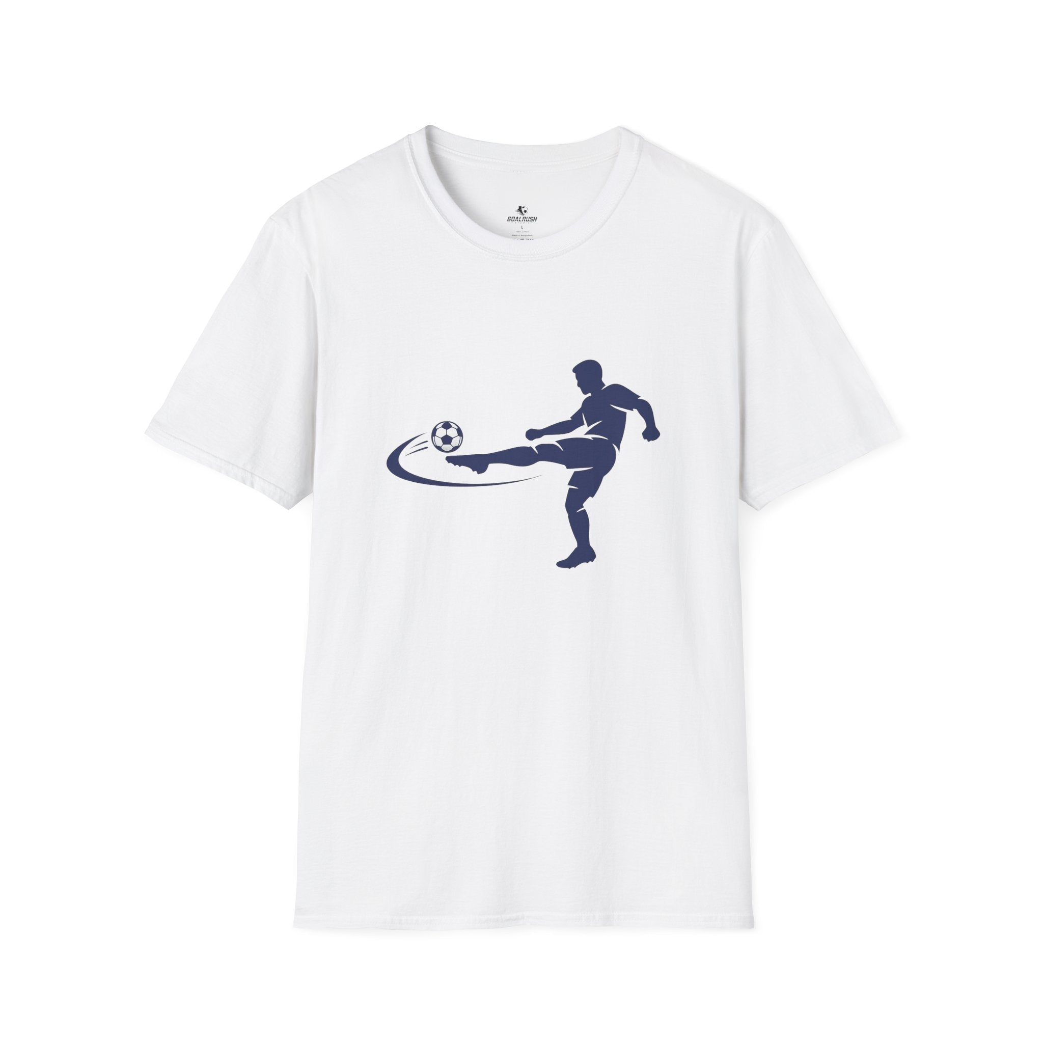 Minimalist Silhouette Strike Soccer Graphic T-Shirt - soccer fan t-shirt | GoalRush Studio