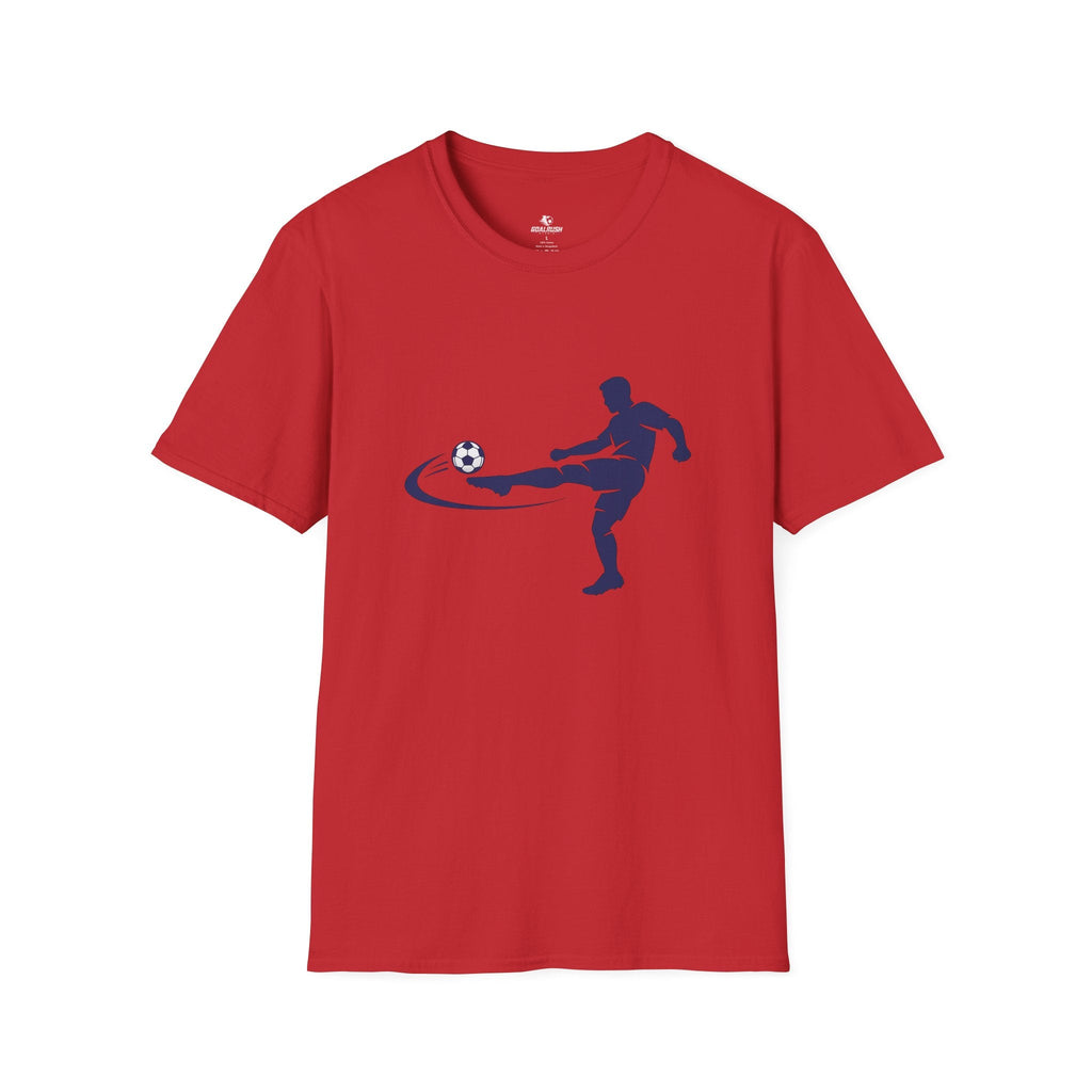 Minimalist Silhouette Strike Soccer Graphic T-Shirt - soccer fan t-shirt | GoalRush Studio
