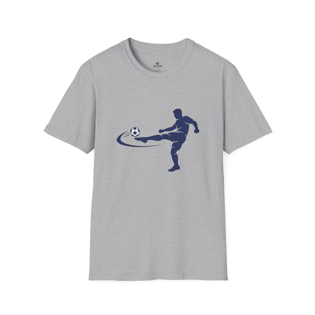 Minimalist Silhouette Strike Soccer Graphic T-Shirt - soccer fan t-shirt | GoalRush Studio