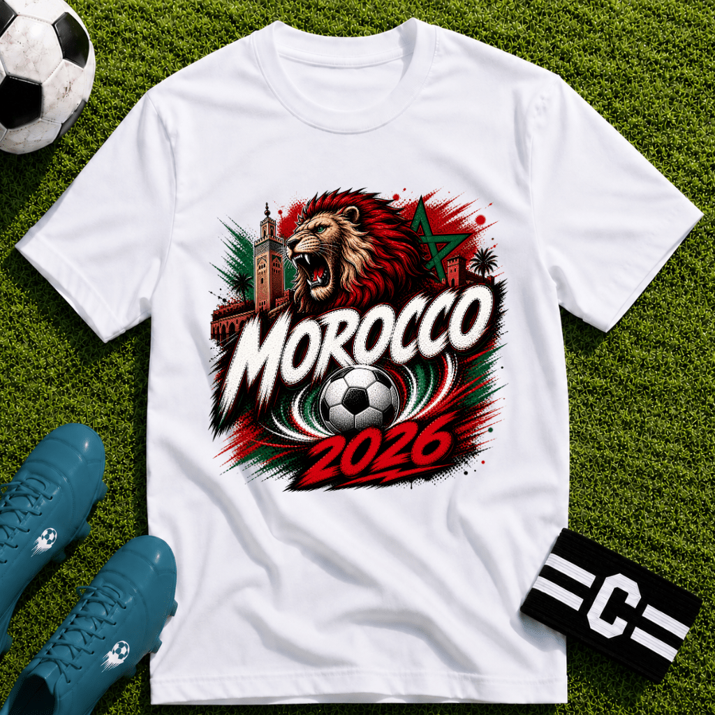 Morocco 2026 World Cup Graphic T-Shirt - soccer fan t-shirt | GoalRush Studio