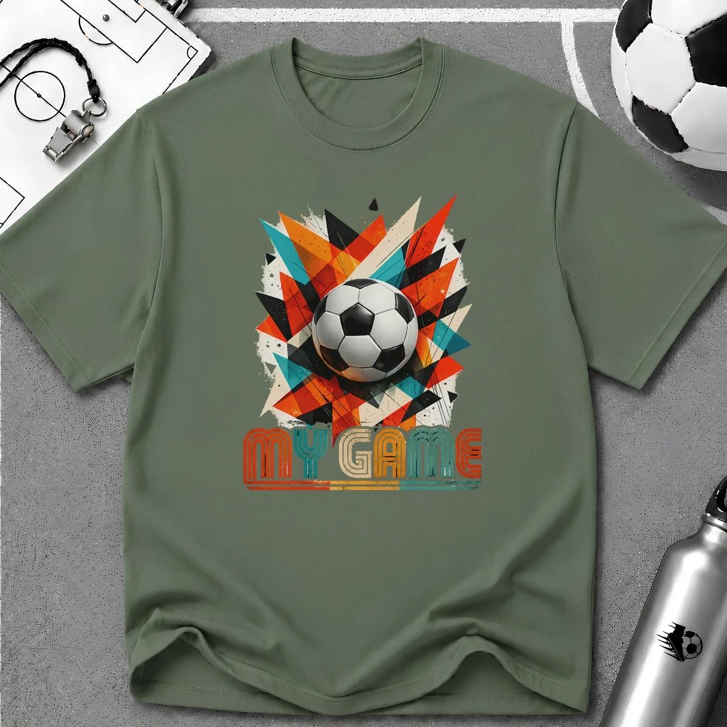 My Game Retro Geometric Soccer T-Shirt - soccer fan t-shirt | GoalRush Studio