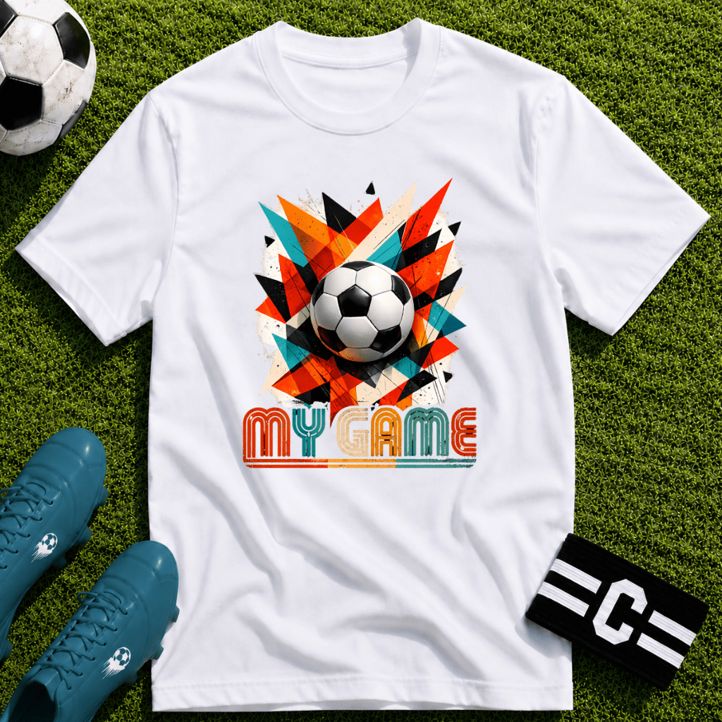 My Game Retro Geometric Soccer T-Shirt - soccer fan t-shirt | GoalRush Studio