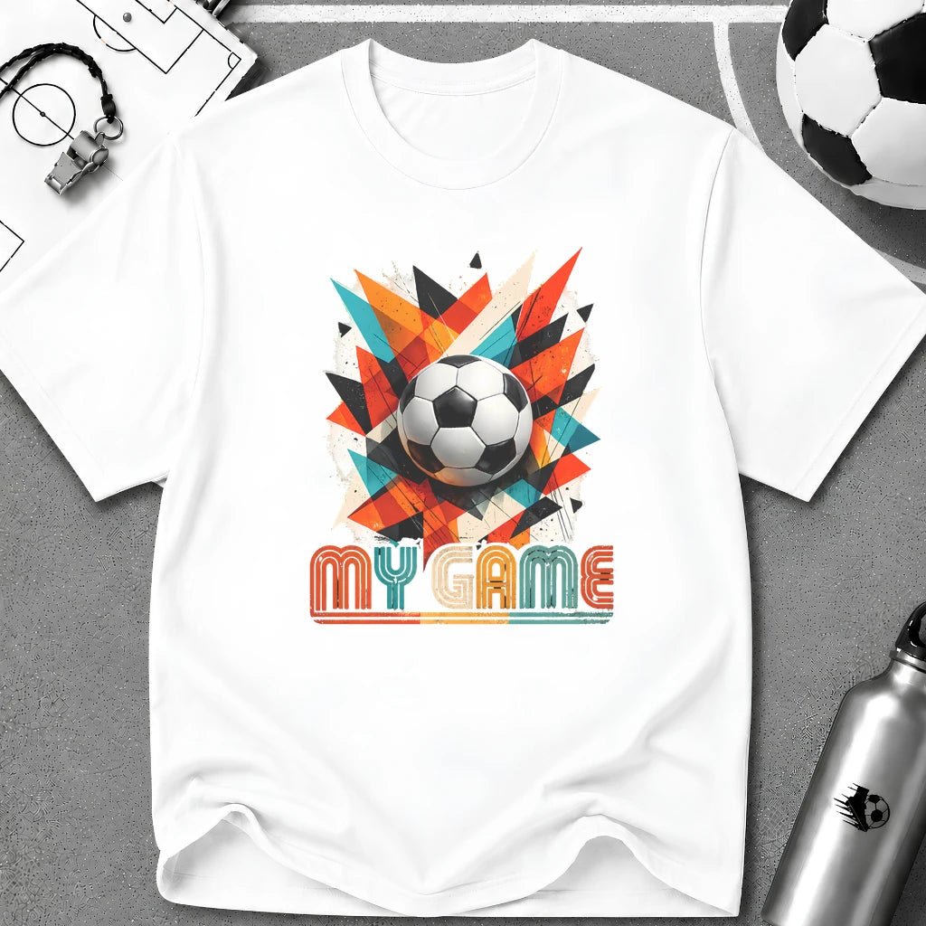 My Game Retro Geometric Soccer T-Shirt - soccer fan t-shirt | GoalRush Studio