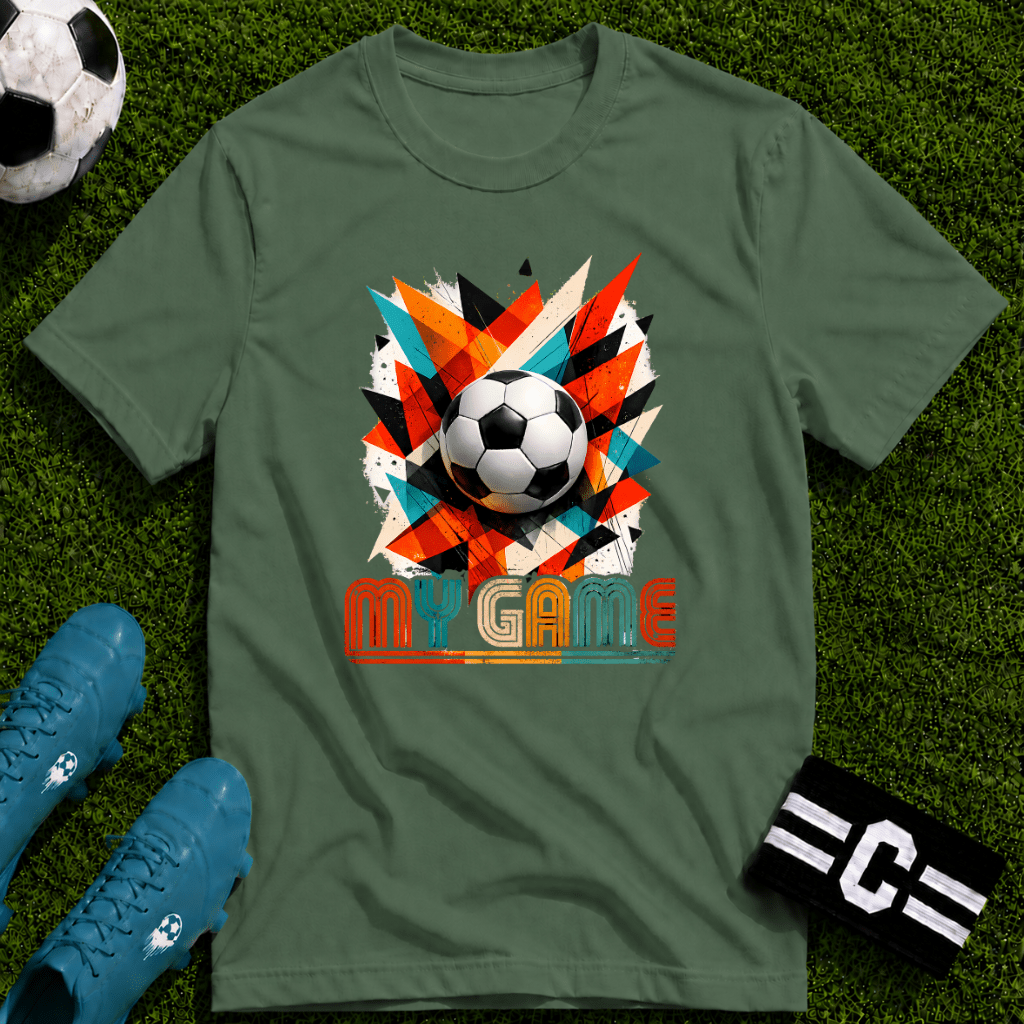 My Game Retro Geometric Soccer T-Shirt - soccer fan t-shirt | GoalRush Studio