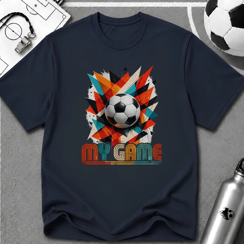 My Game Retro Geometric Soccer T-Shirt - soccer fan t-shirt | GoalRush Studio