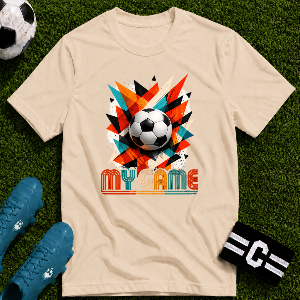 My Game Retro Geometric Soccer T-Shirt - soccer fan t-shirt | GoalRush Studio