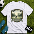 Nature Runner Graphic T-Shirt "Chasing Goals Since Dawn" - soccer fan t-shirt | GoalRush Studio