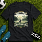 Nature Runner Graphic T-Shirt "Chasing Goals Since Dawn" - soccer fan t-shirt | GoalRush Studio