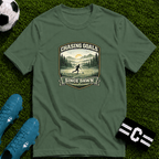 Nature Runner Graphic T-Shirt "Chasing Goals Since Dawn" - soccer fan t-shirt | GoalRush Studio