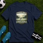 Nature Runner Graphic T-Shirt "Chasing Goals Since Dawn" - soccer fan t-shirt | GoalRush Studio