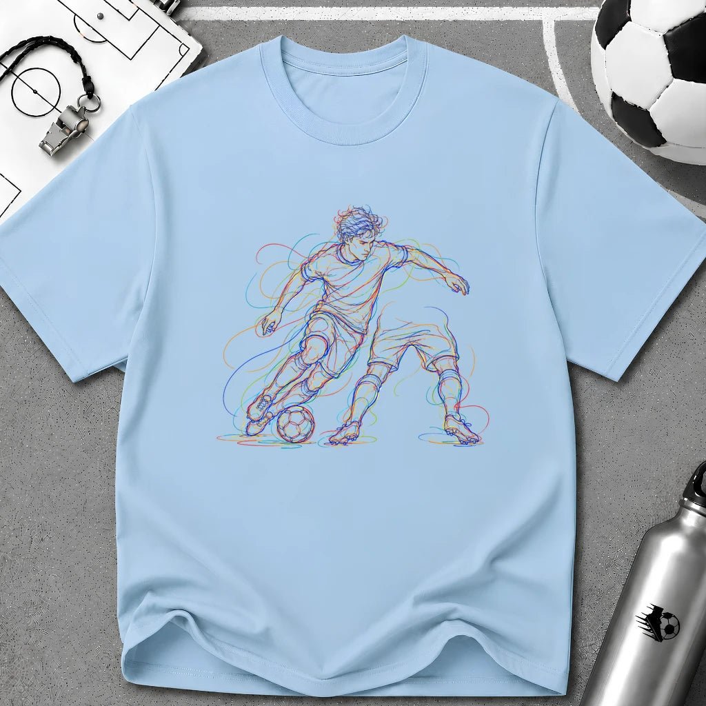 Nutmeg / Skill Move. Through The Gate Multi-Line Colour Art T-Shirt - soccer fan t-shirt | GoalRush Studio