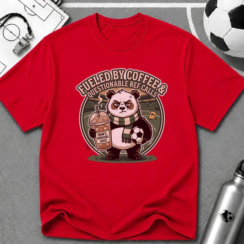 Panda - Fueled By Coffee & Questionable Ref Calls T-Shirt - soccer fan t-shirt | GoalRush Studio