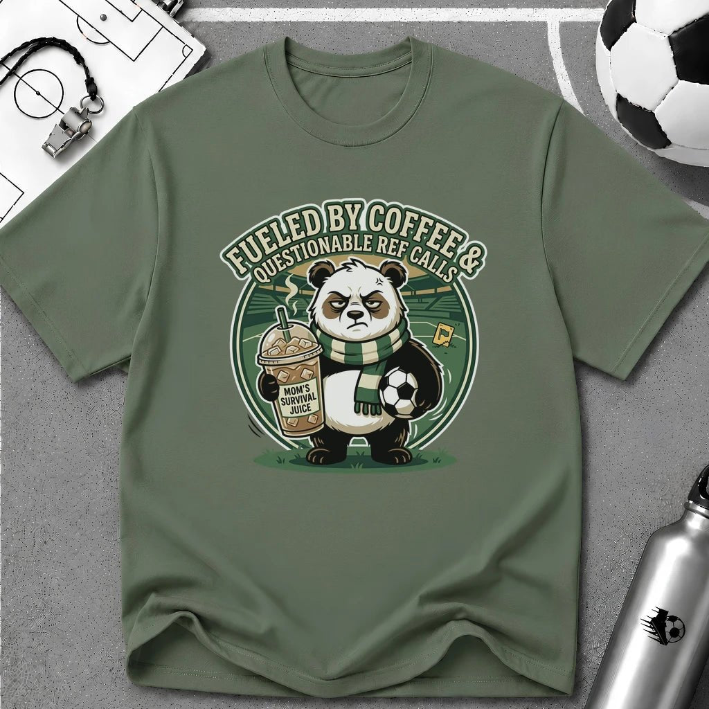 Panda - Fueled By Coffee & Questionable Ref Calls T-Shirt - soccer fan t-shirt | GoalRush Studio