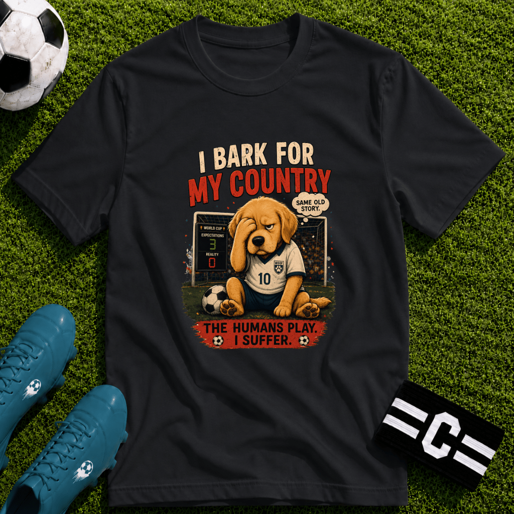 Patriotic Cute Puppy "I Bark For My Country" T-Shirt - soccer fan t-shirt | GoalRush Studio