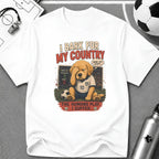 Patriotic Cute Puppy "I Bark For My Country" T-Shirt - soccer fan t-shirt | GoalRush Studio