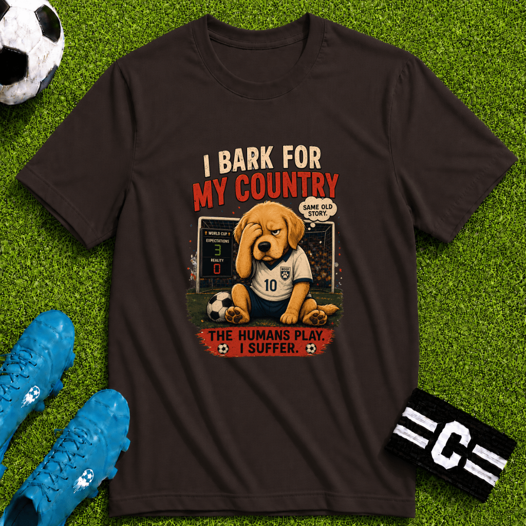 Patriotic Cute Puppy "I Bark For My Country" T-Shirt - soccer fan t-shirt | GoalRush Studio